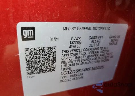 2024 Chevrolet Malibu Lt from USA, damaged, VIN 1G1ZD5ST4RF165035